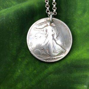 Sterling Silver 18” necklace w/ 1935 Half Dollar